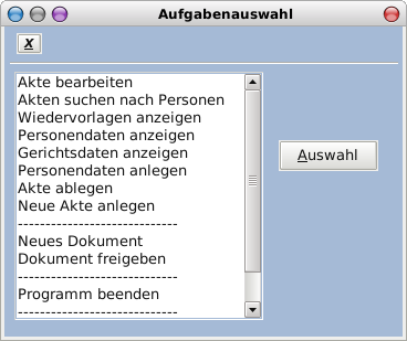 Aufgabenauswahl
