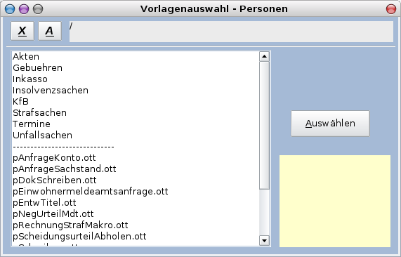 Vorlagen-Auswahl 1